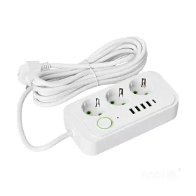   Extension cord KOBI LINEA PRO 3 sockets+4USB/1USB-C/5m/Zu+W white Kobi