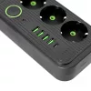 Extension cord KOBI LINEA PRO 3gn+4USB/1USB-C/5m/Zu+W black Kobi