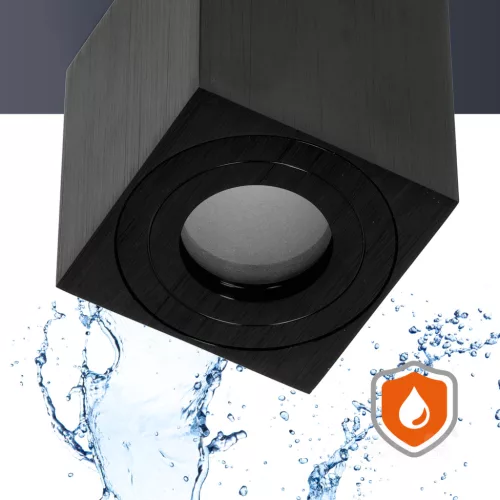 Downlight AQUARIUS 1xGU10 square IP44 black Kobi