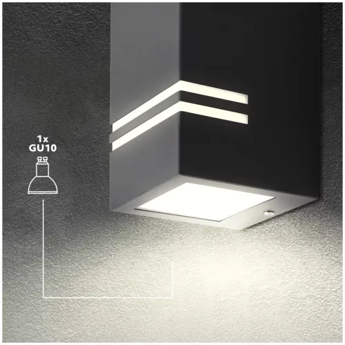 Garden wall lamp QUAZAR 11 1xGU10 IP44 grey Kobi
