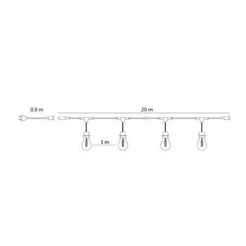 Garland MIMOSA LED SET 20m 20x1W E27 Kobi