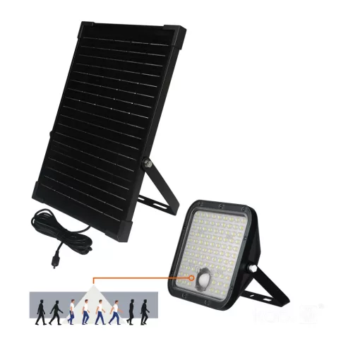 MHCS napelemes LED-reflektor, 360°, IP65, 30 W, Szabályozható színhőmérséklet, fekete