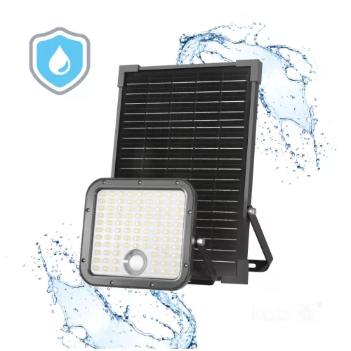 MHCS napelemes LED-reflektor, 360°, IP65, 30 W, Szabályozható színhőmérséklet, fekete
