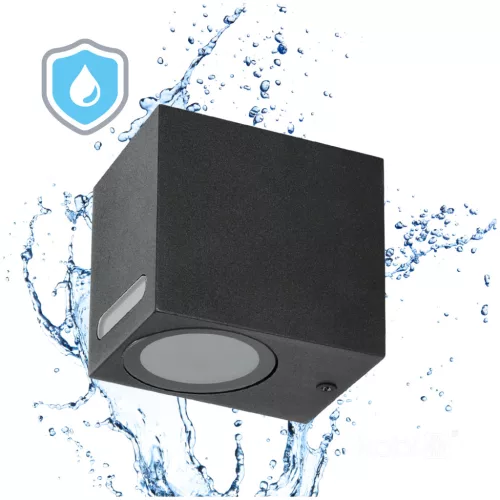 Garden wall lamp QUERK 6 1xGU10 IP54 black LED2B