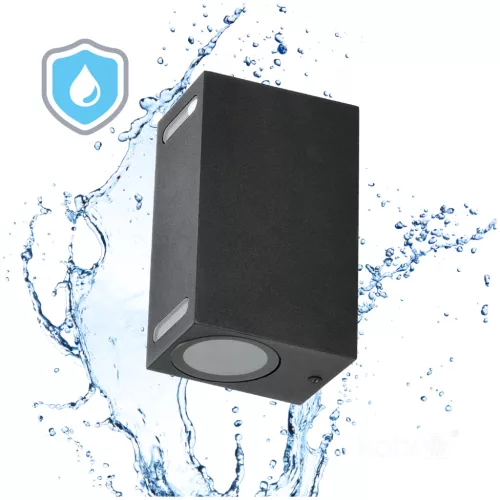 Garden wall lamp QUERK 7 2xGU10 IP54 black LED2B