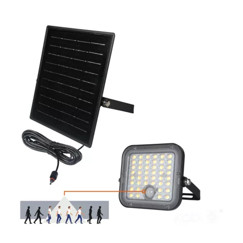 MHCS napelemes LED-reflektor, 120/60°, IP65, 10 W, Természetes fehér, fekete