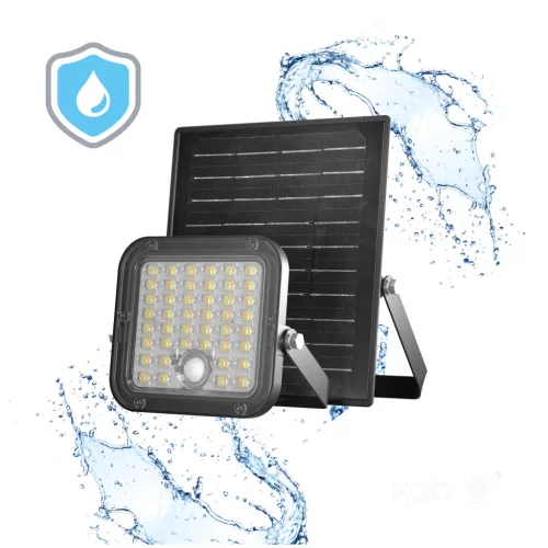 MHCS napelemes LED-reflektor, 120/60°, IP65, 10 W, Természetes fehér, fekete