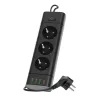Extension cord KOBI LINEA PRO XC 3 sockets+3USB/1USB-C/1,5m/Zu+W black Kobi