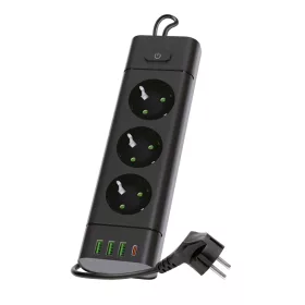   Extension cord KOBI LINEA PRO XC 3 sockets+3USB/1USB-C/1,5m/Zu+W black Kobi