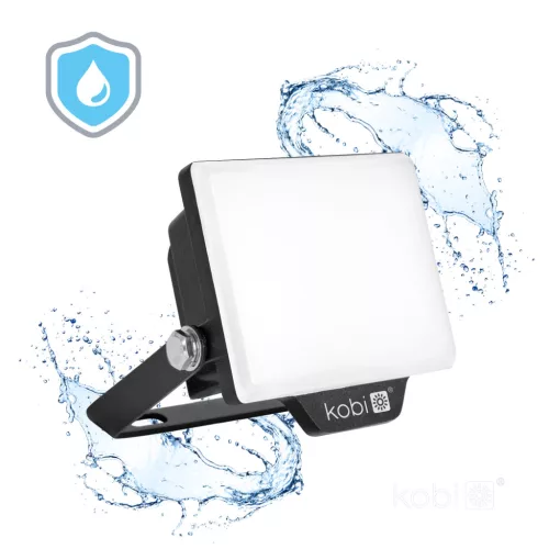 DELYO MHN LED-reflektor, 110°, IP65, 10 W, Természetes fehér, fekete