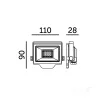 DELYO MHN LED-reflektor, 110°, IP65, 20 W, Hideg fehér, fekete