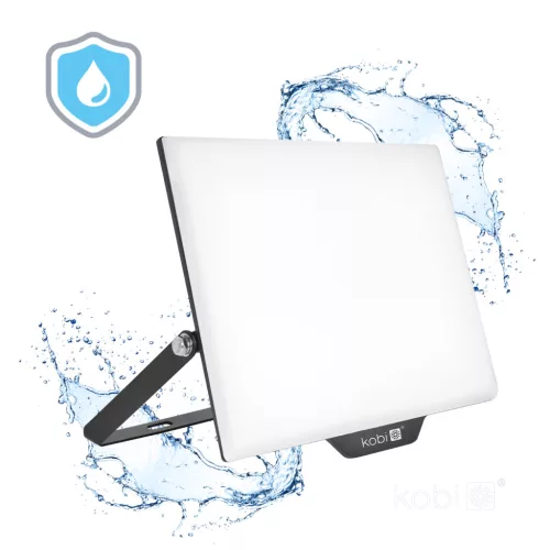 DELYO MHN LED-reflektor, 110°, IP65, 100 W, Természetes fehér, fekete