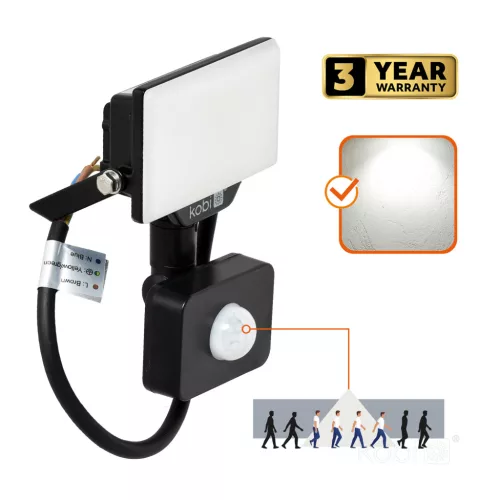 DELYO MHNC LED-reflektor, 120°, IP54, 10 W, Természetes fehér, fekete
