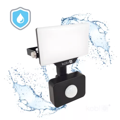 DELYO MHNC LED-reflektor, 120°, IP54, 10 W, Természetes fehér, fekete