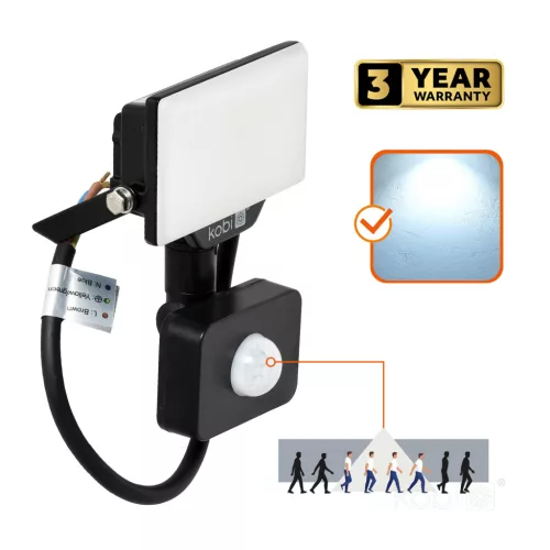 DELYO MHNC LED-reflektor, 110°, IP54, 10 W, Hideg fehér, fekete