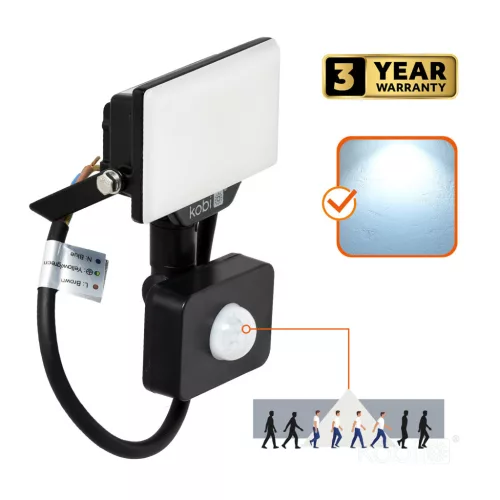 DELYO MHNC LED-reflektor, 110°, IP54, 10 W, Hideg fehér, fekete