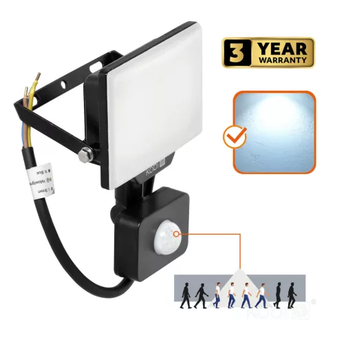 DELYO MHNC LED-reflektor, 110°, IP54, 20 W, Hideg fehér, fekete