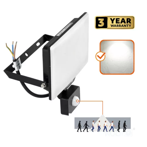 DELYO MHNC LED-reflektor, 110°, IP54, 50 W, Természetes fehér, fekete