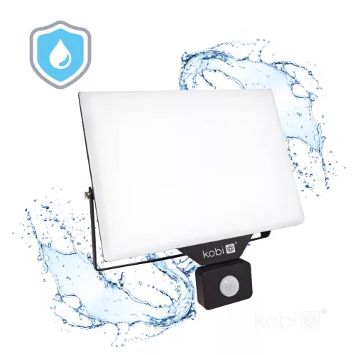 DELYO MHNC LED-reflektor, 110°, IP54, 100 W, Természetes fehér, fekete