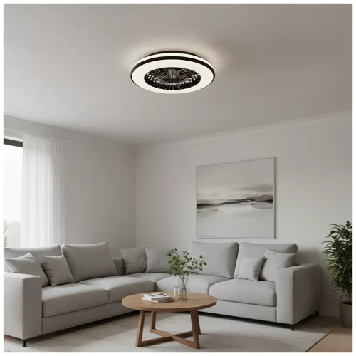 Ceiling LED lamp with fan VENTELUX 48W+15W 3CCT black Kobi Windstar