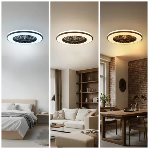 Ceiling LED lamp with fan VENTELUX 48W+15W 3CCT black Kobi Windstar