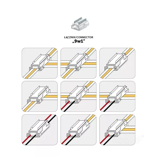 Connector 9 in 1 for LED stripe COB 8mm Kobi