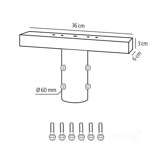 Mounting bracket BASE TP SV 360mm Fi 60mm grey Kobi