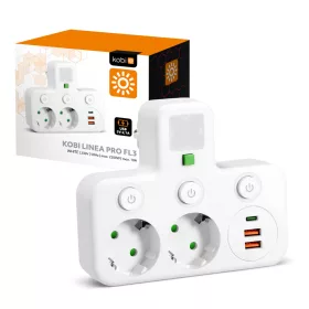   Splitter LINEA PRO FL3 2 sockets+2USB/1USB-C 4000K white Kobi