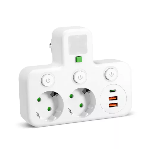 Splitter LINEA PRO FL3 2 sockets+2USB/1USB-C 4000K white Kobi
