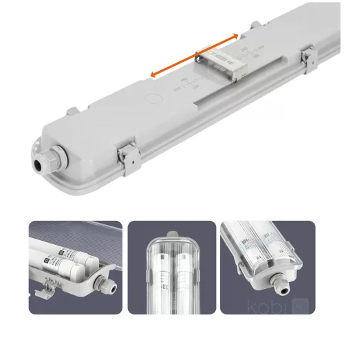 Waterproof set HERMETIC G2 2x60 + 2x LED T8 9W 4000K IP65 Kobi