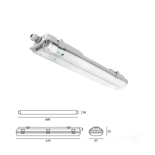 Waterproof set HERMETIC G2 2x60 + 2x LED T8 9W 4000K IP65 Kobi