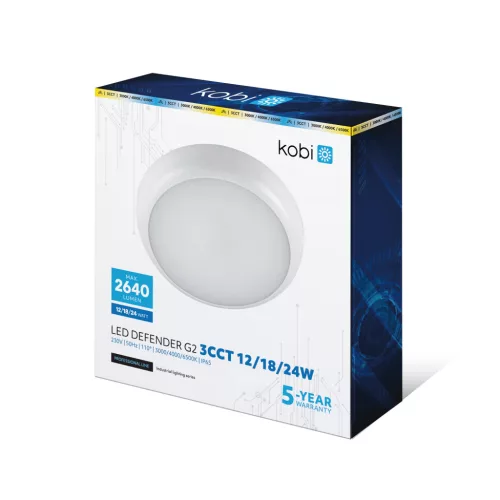 Ceiling lamp LED DEFENDER G2 12-18-24W 3CCT IP65 Kobi Pro