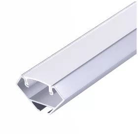 Angular profile N01 anodized silver + milky cover 1m Kobi