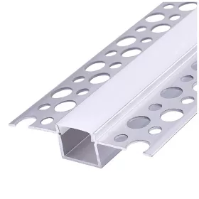 Recessed profile KG01 anodized silver + milky cover 1m Kobi