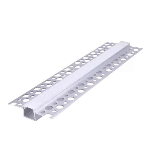 Recessed profile KG01 anodized silver + milky cover 1m Kobi