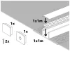 Recessed profile KG02 anodized silver + milky cover 1m Kobi