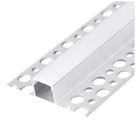 Recessed profile KG02 anodized silver + milky cover 2m Kobi