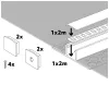 Recessed profile KG02 anodized silver + milky cover 2m Kobi