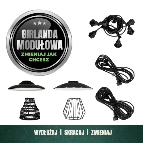 SET CRETE Garland 5m + cable 5m + 5x lampshade D1