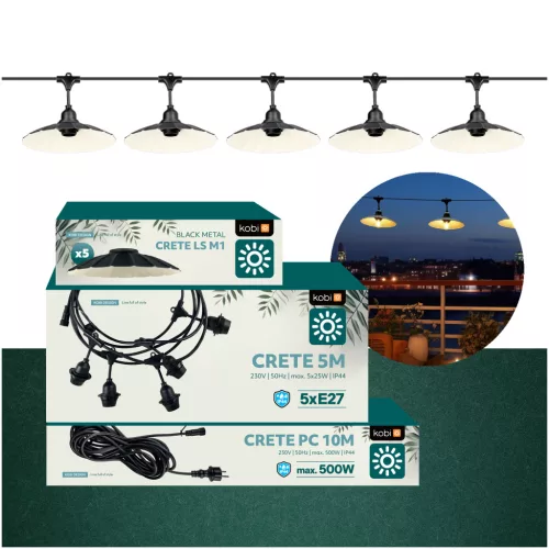SET CRETE Garland 5m + cable 10m + 5x lampshade M1