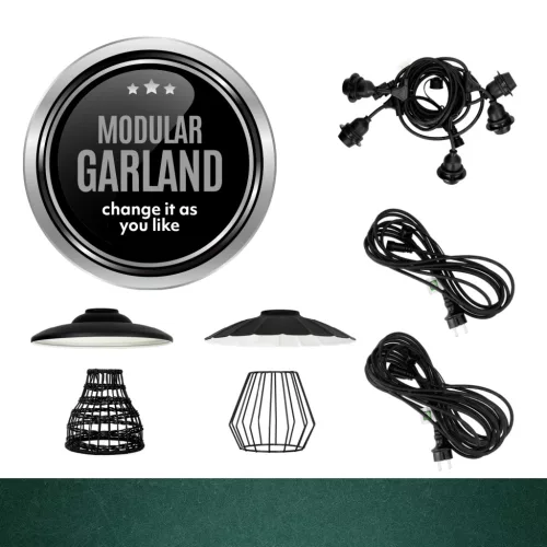 SET CRETE Garland 5m + cable 10m + 5x lampshade M1