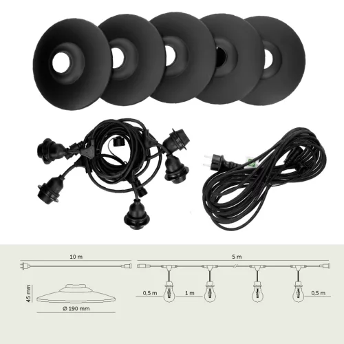 SET CRETE Garland 5m + cable 10m + 5x lampshade M2