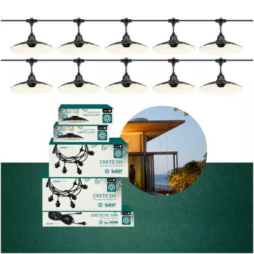 SET CRETE Garland 10m + cable 10m + 10x lampshade M1