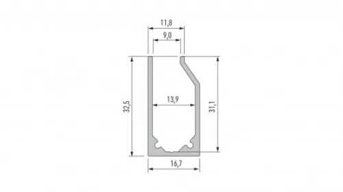 LED Labs LUMINES LED-profil I6 1000 mm eloxált ezüst