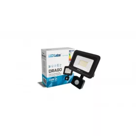   DRAGO mozgásérzékelős LED-reflektor, 90°, IP44, 30 W, Természetes fehér, fekete
