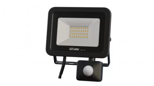 DRAGO mozgásérzékelős LED-reflektor, 90°, IP44, 30 W, Természetes fehér, fekete