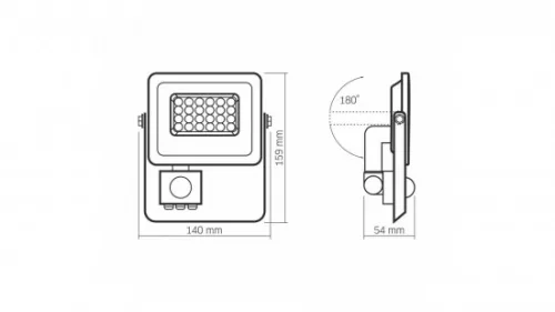 VIDEX mozgásérzékelős LED-reflektor, 90°, IP65, 10 W, Természetes fehér, fehér