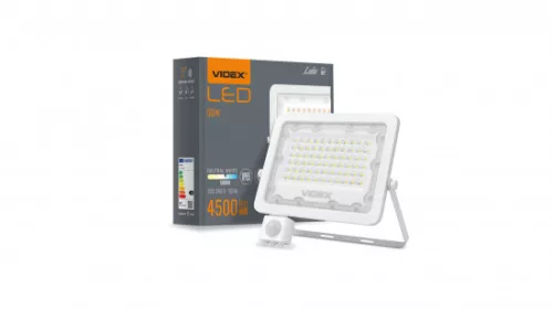VIDEX mozgásérzékelős LED-reflektor, 90°, IP65, 50 W, Természetes fehér, fehér