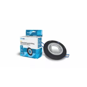 Ceiling lighting point fitting GIRO glass round black