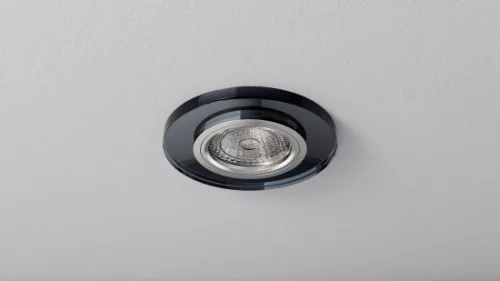 Ceiling lighting point fitting ROVO glass round black